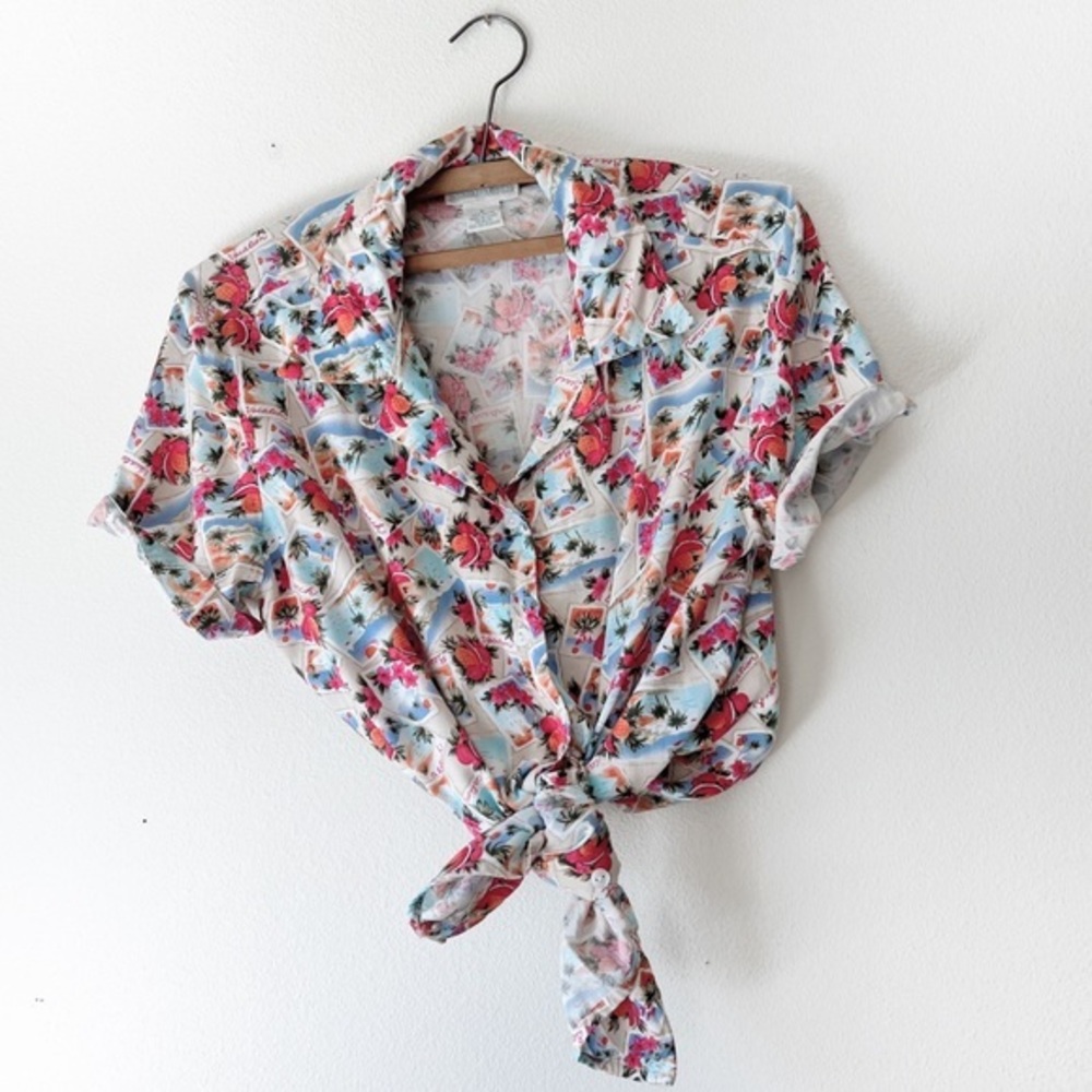 Vintage 90’s‎ Womens camp vacation beach button up shirt M